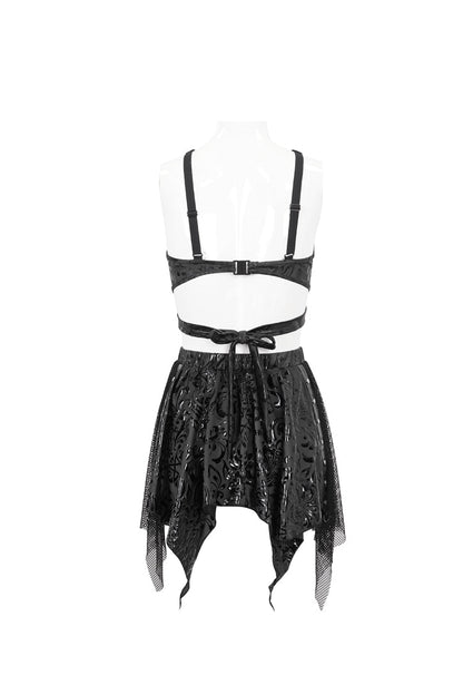 Black Pentagram Print Strap Two Piece Women's Gothic Swimsuit