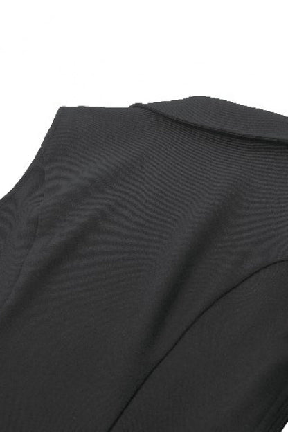 Black Lapel Collar Sleeveless Lace-Up Studded Zippered Eyelet Women's Punk Vest