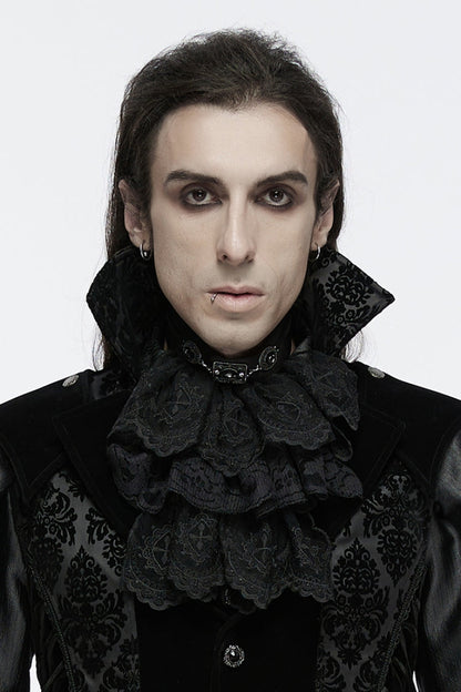 Black Multi-Layered Lace Mesh Men's Gothic Neckwear