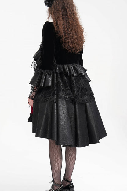 Black Long Sleeves Ruffle Lace Mesh Women's Gothic Jacket