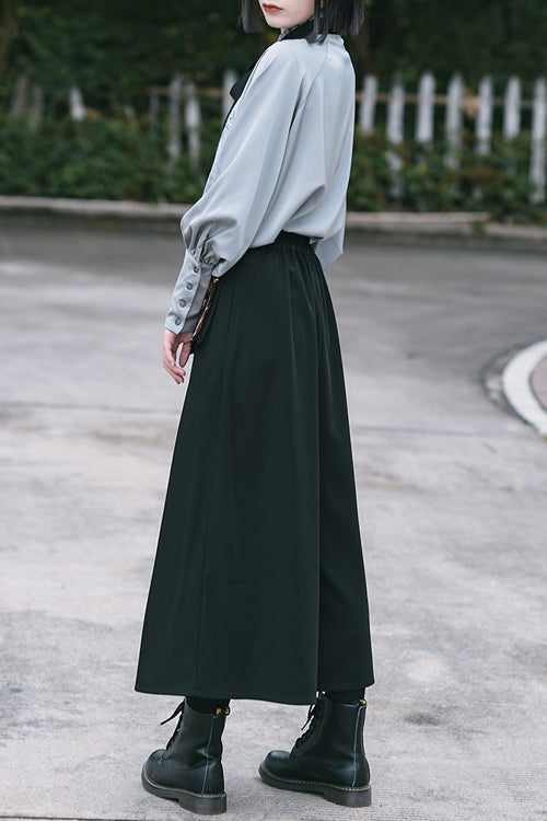 Black Mysterious Demons Embroidered Ouji Lolita Wide Leg Trousers