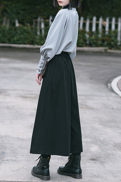 Black Mysterious Demons Embroidered Ouji Lolita Wide Leg Trousers