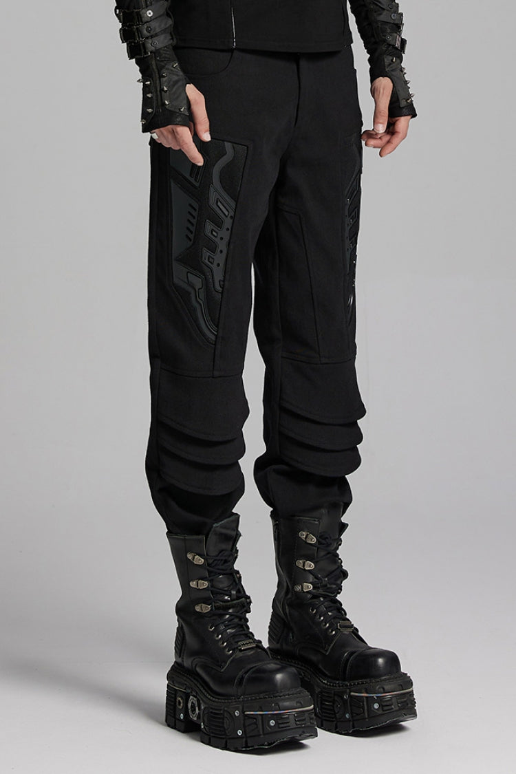 Black 3D Amor Patch Stitching Men's Punk Pants