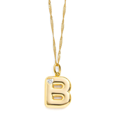 Bubble Letter Initial Necklace