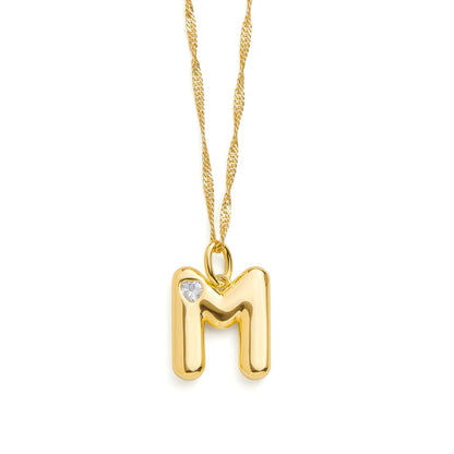 Bubble Letter Initial Necklace