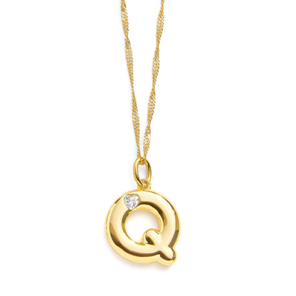 Bubble Letter Initial Necklace