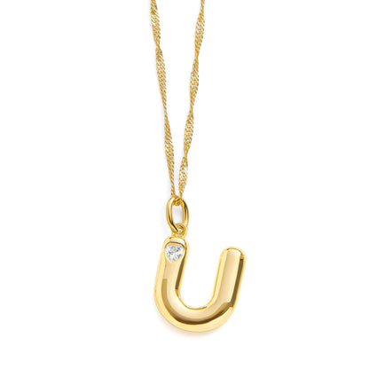 Bubble Letter Initial Necklace