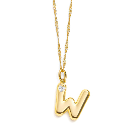 Bubble Letter Initial Necklace