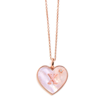 Heart Mother Of Pearl Initial Necklace