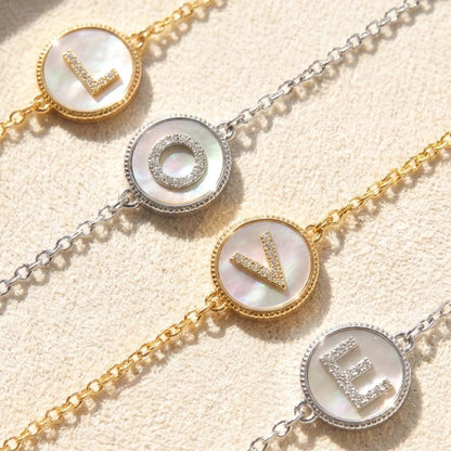 Mother of Pearl Initial Bracelet