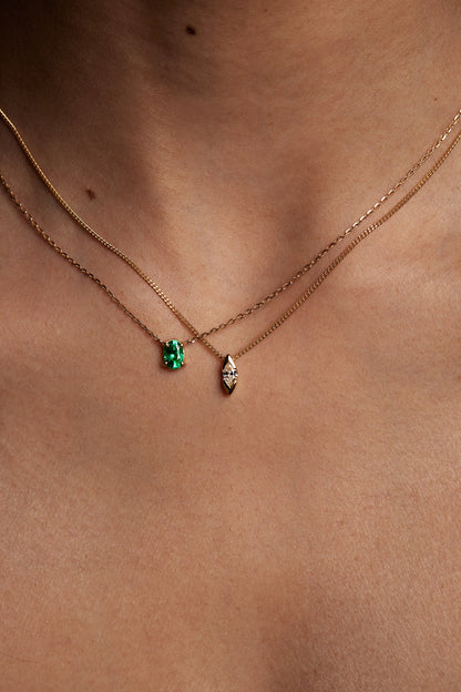 Mini Marquise Diamond Necklace | 9K Yellow or Rose Gold