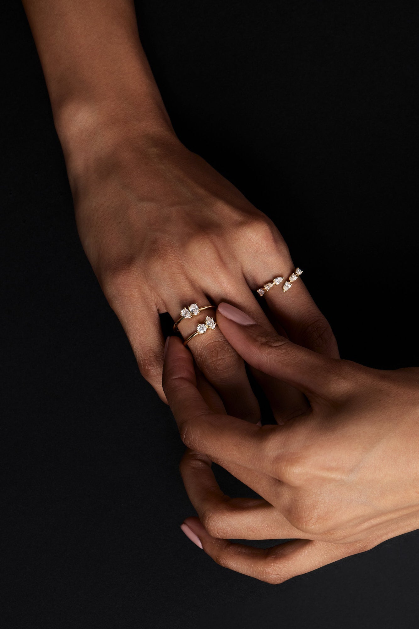 Pear and Oval Diamond Toi Et Moi Ring | 18K Yellow Gold