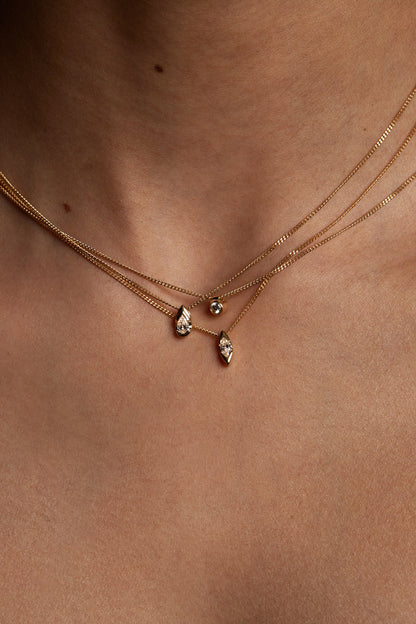 Mini Marquise Diamond Necklace | 9K Yellow or Rose Gold