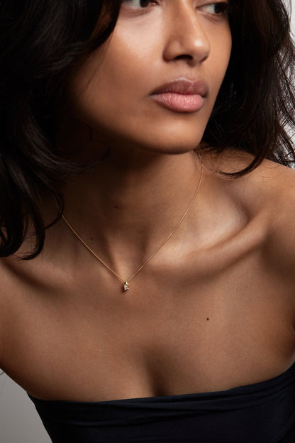 Mini Pear Diamond Necklace | 9K Yellow or Rose Gold