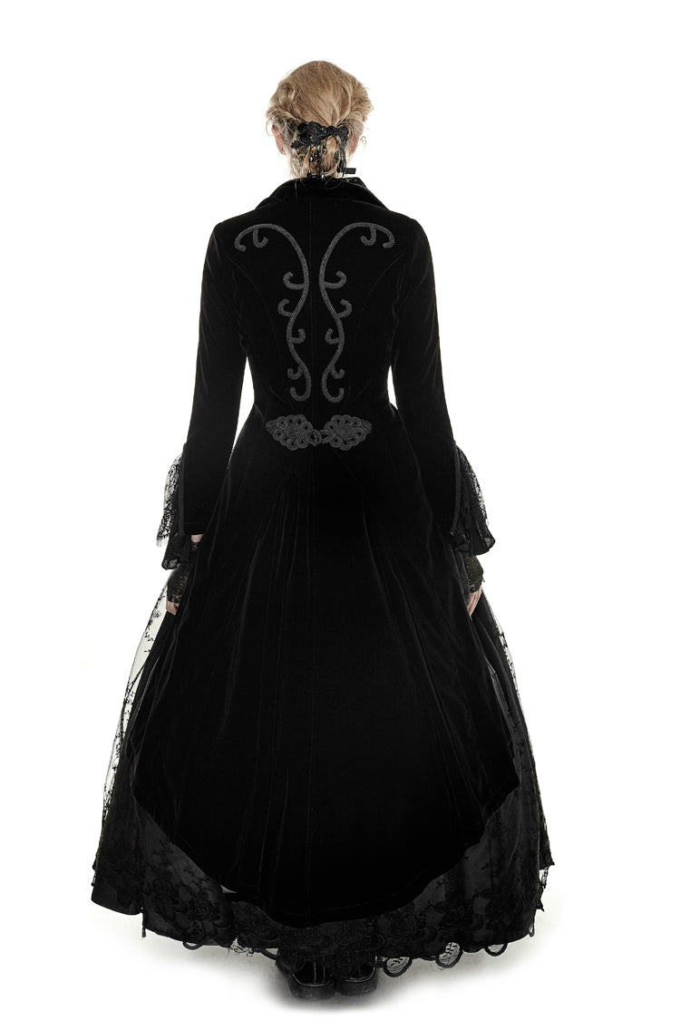 Black Layered Collar Back Large Wave Womens Gothic Victorian Dress Coat