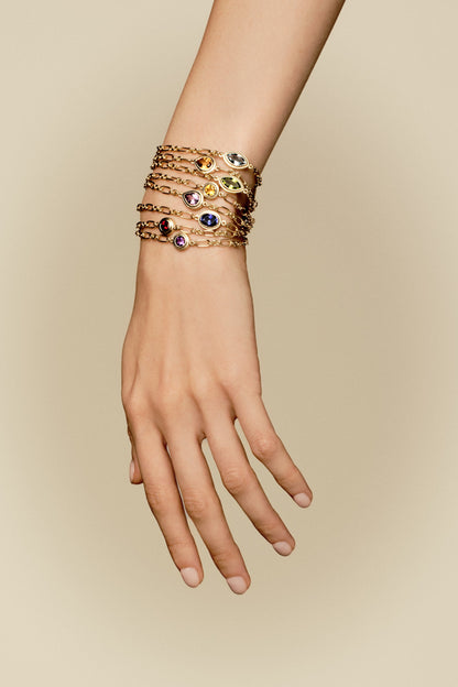Roma Round Gemstone Bracelet | White Gold, More Options Available