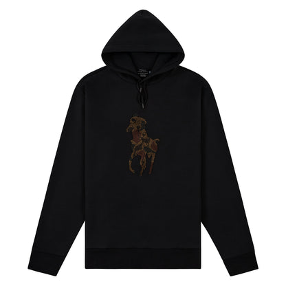Camo Big Pony Double-Knit Hoodie | Black/Camo