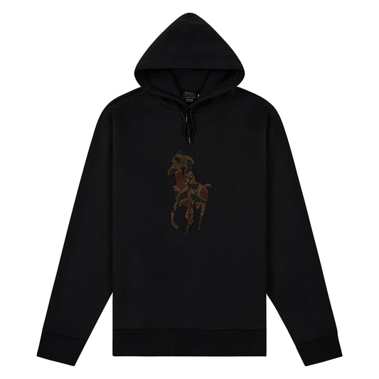 Camo Big Pony Double-Knit Hoodie | Black/Camo