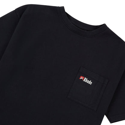 Moonlight Wolf Pocket Tee | Black/White/Red