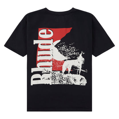 Moonlight Wolf Pocket Tee | Black/White/Red