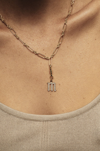 Large Diamond Gothic Letter Pendant | 18K Yellow Gold