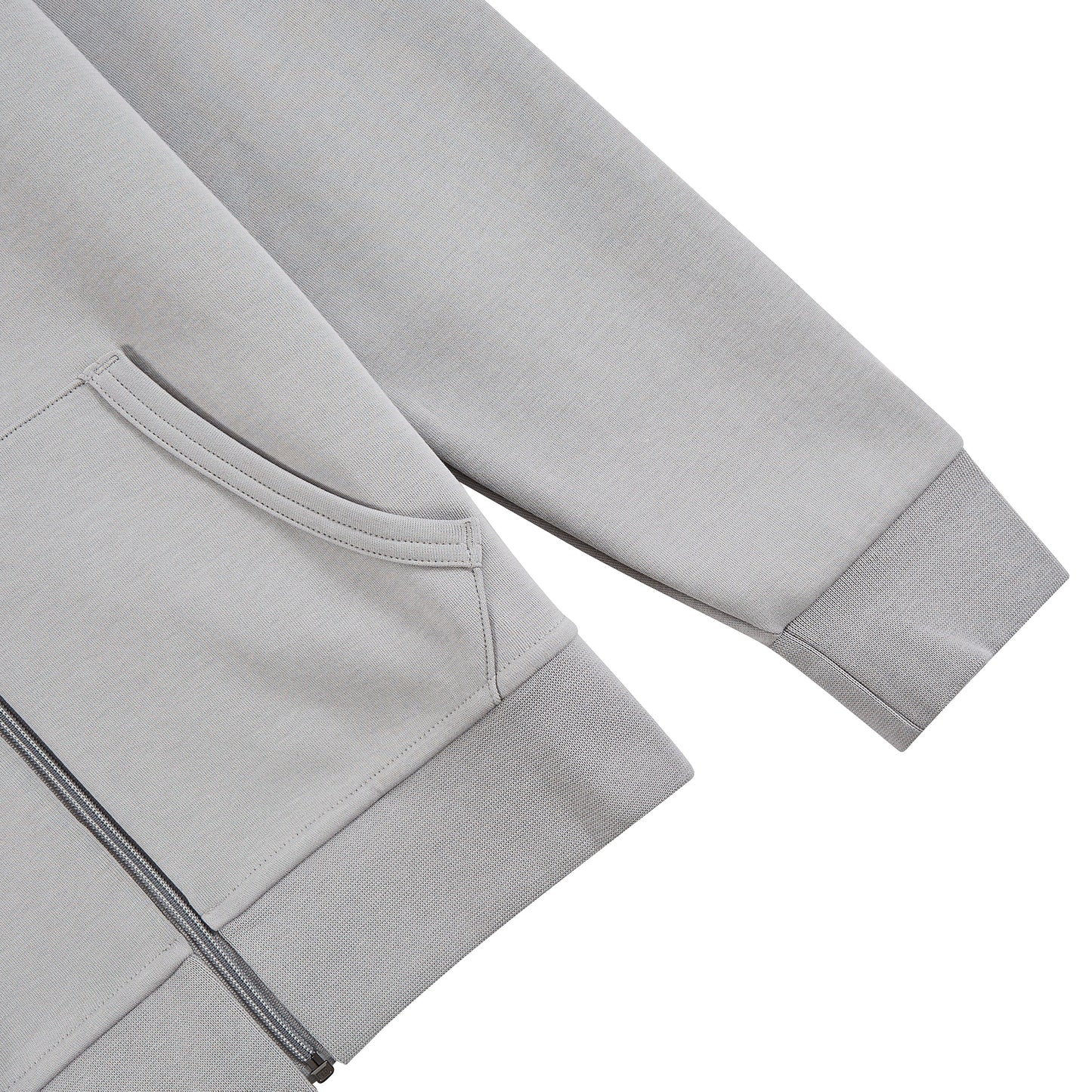 Double-Knit Full Zip Hoodie | Soft Grey