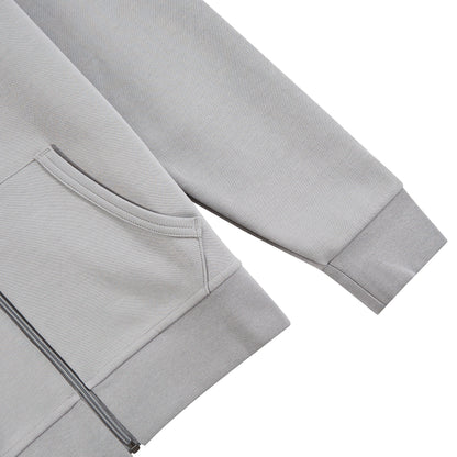 Double-Knit Full Zip Hoodie | Soft Grey