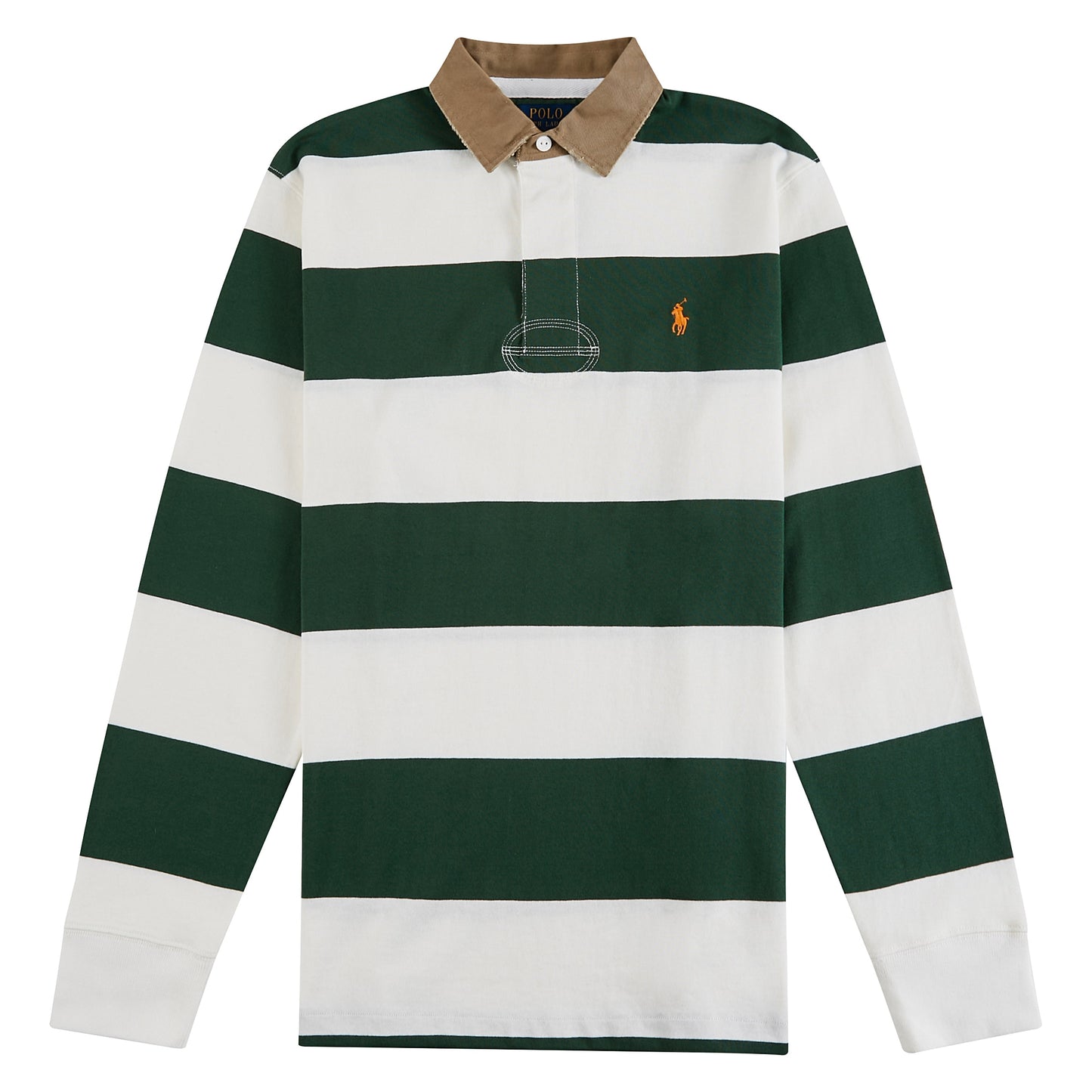 Khaki-Collar Rugby Shirt | Grass Green/Trophy Cream