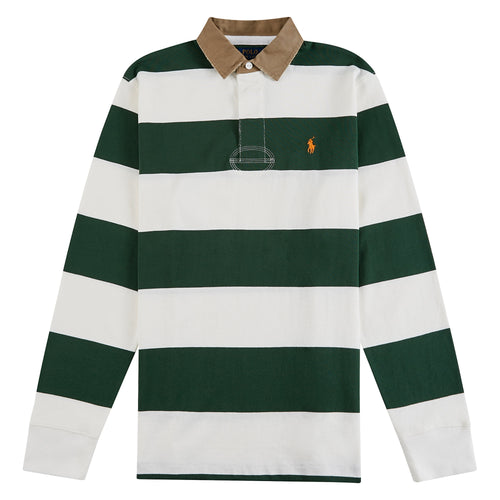 Khaki-Collar Rugby Shirt | Grass Green/Trophy Cream