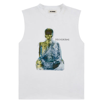 Monk Sleeveless Tee | White