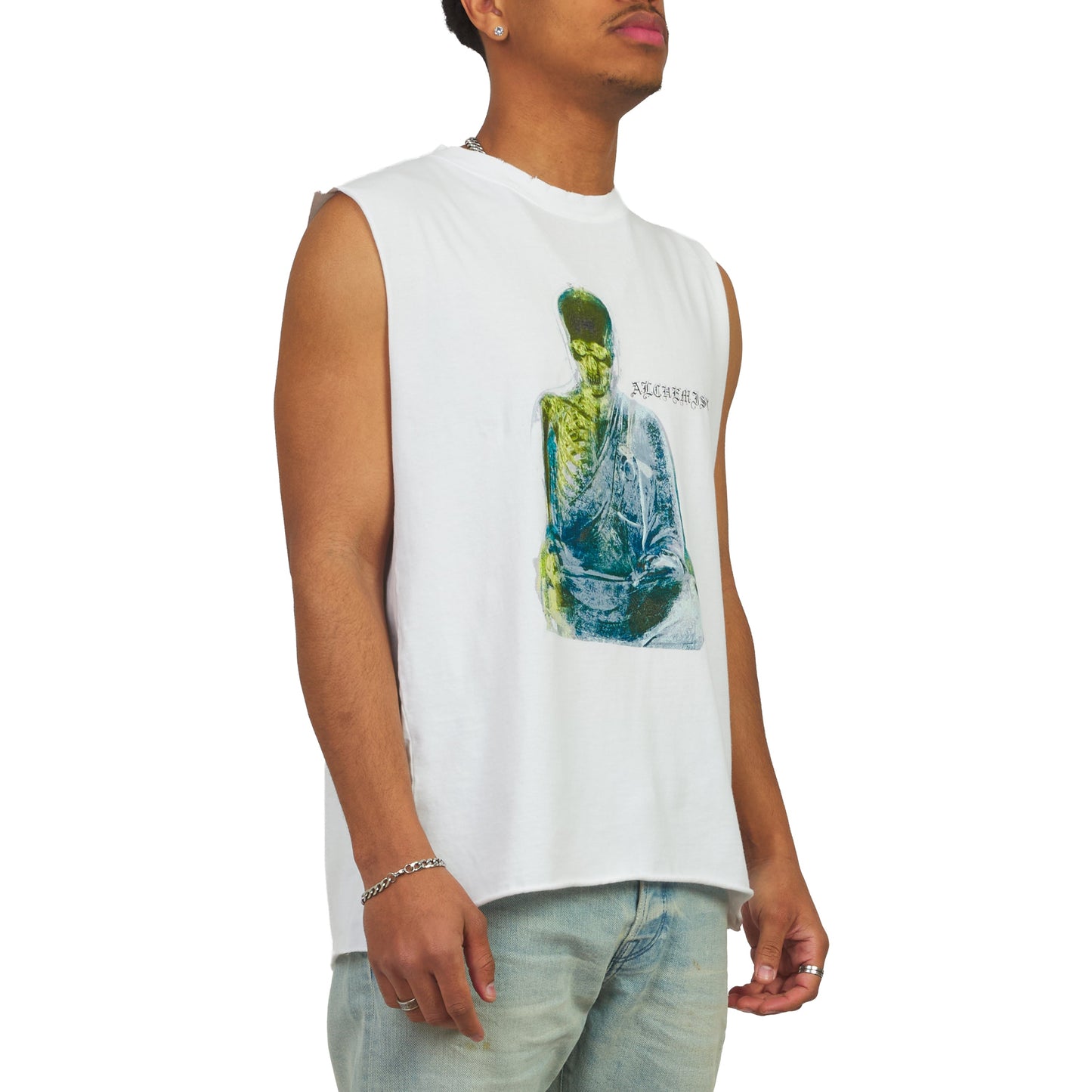 Monk Sleeveless Tee | White