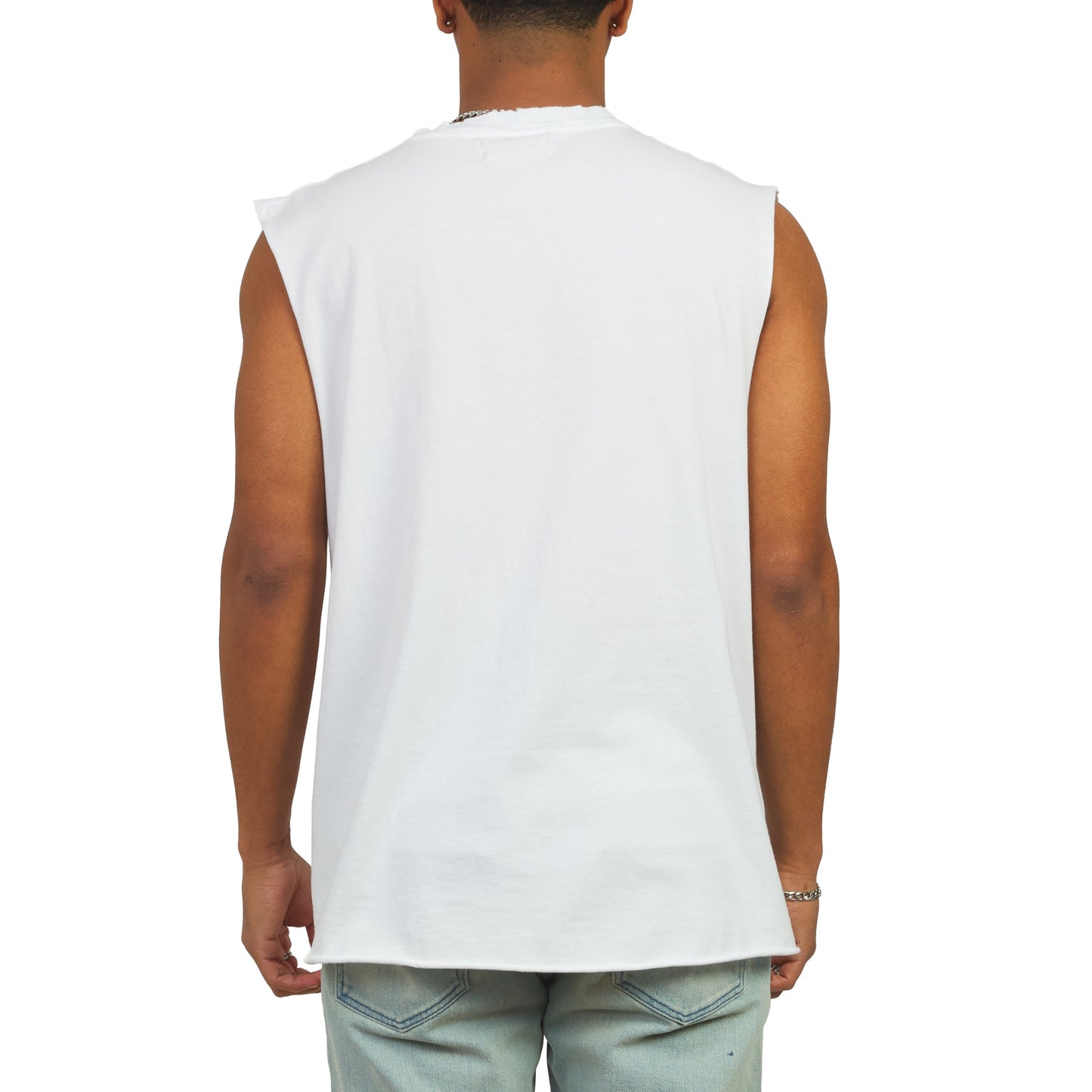 Monk Sleeveless Tee | White