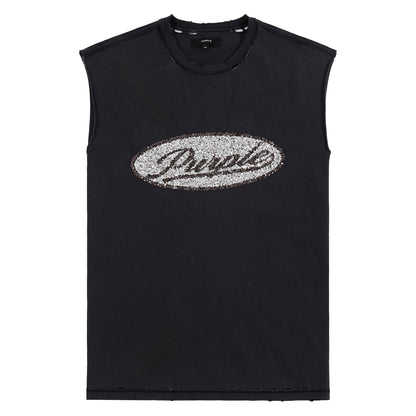 Sequin Script Sleeveless Tee