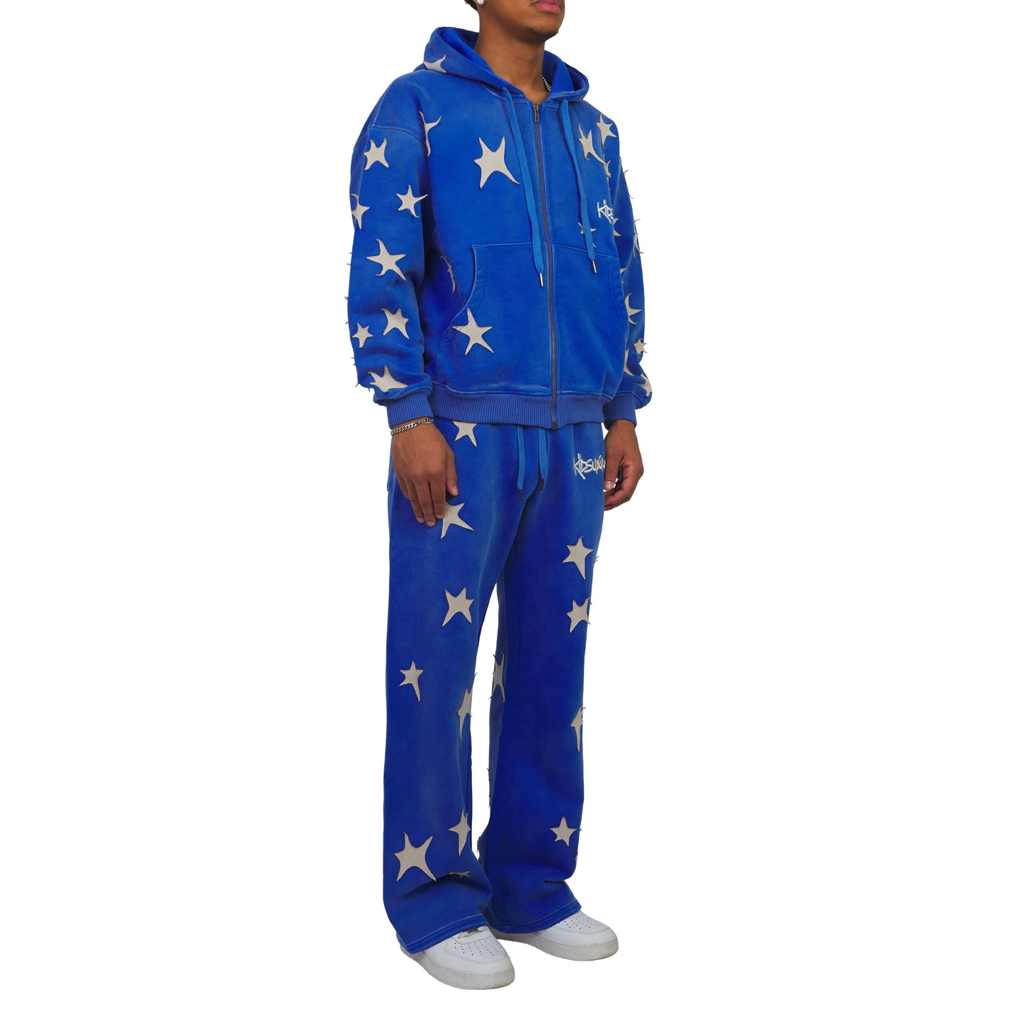Patchwork Washed Sweatpant | Blue