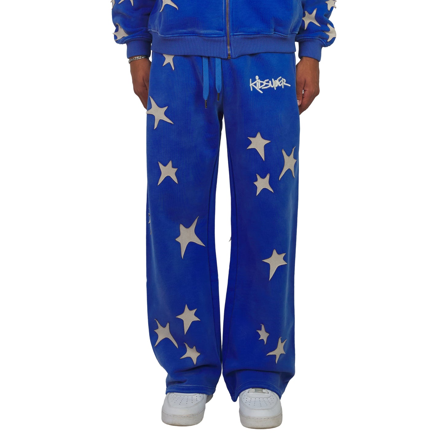 Patchwork Washed Sweatpant | Blue