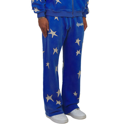 Patchwork Washed Sweatpant | Blue