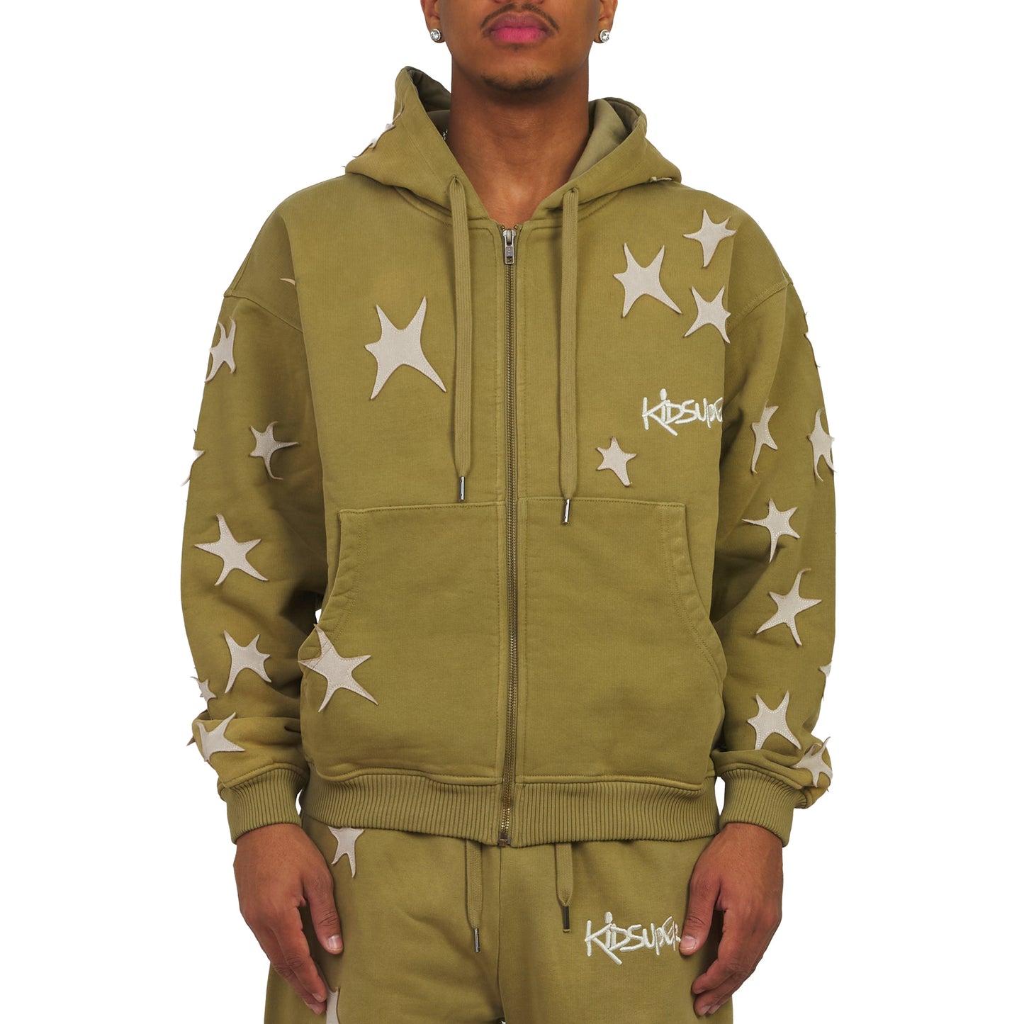 Patchwork Washed Hoodie | Green