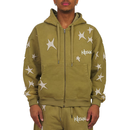 Patchwork Washed Hoodie | Green