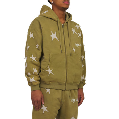 Patchwork Washed Hoodie | Green