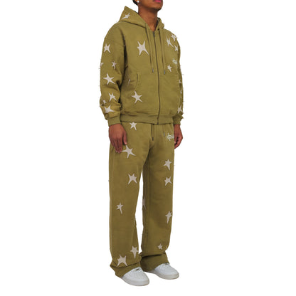 Patchwork Washed Hoodie | Green