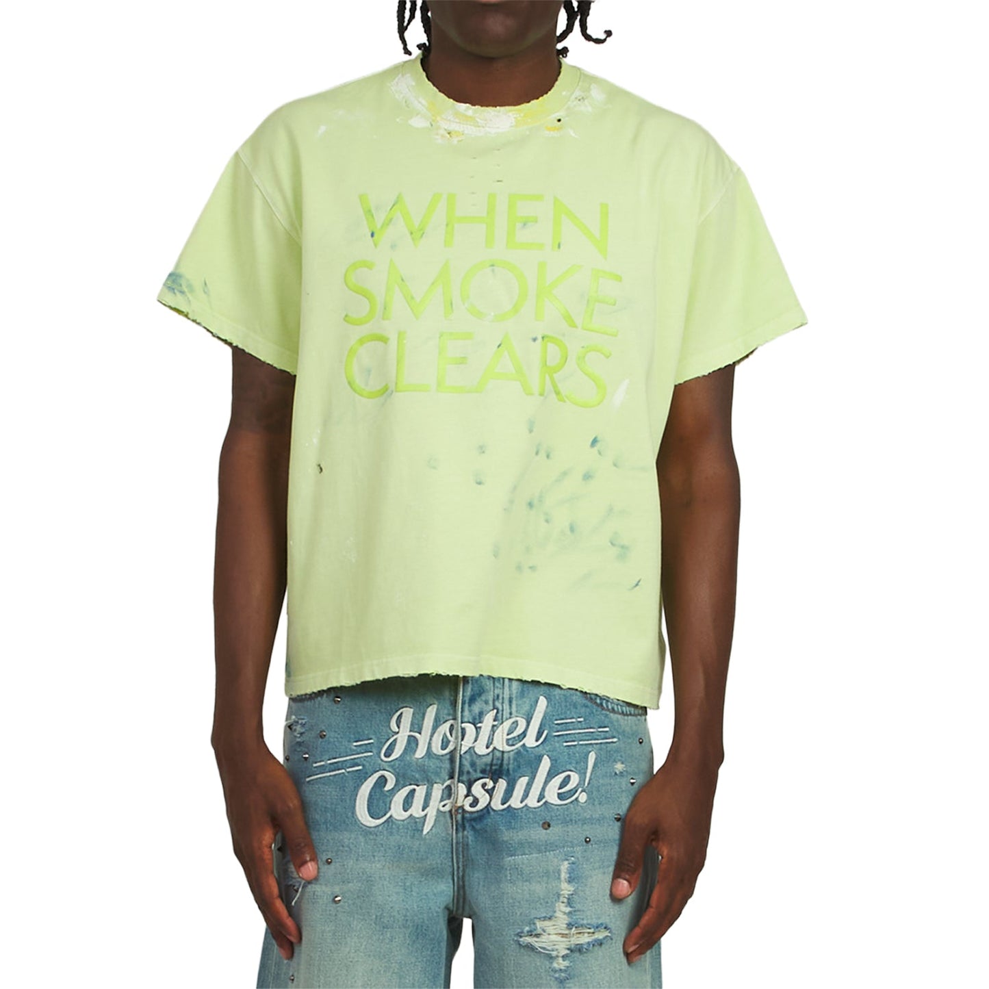 Paint Thrashed Tee | Mint Green