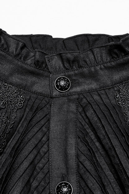 Black Long Puff Sleeves Lace Men's Gothic Blouse