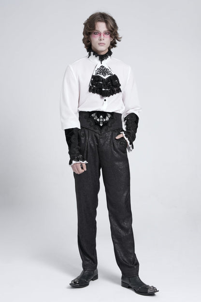 Black Embroidered Lace-Up Men's Gothic Accessory  Bat Embroidered Girdle