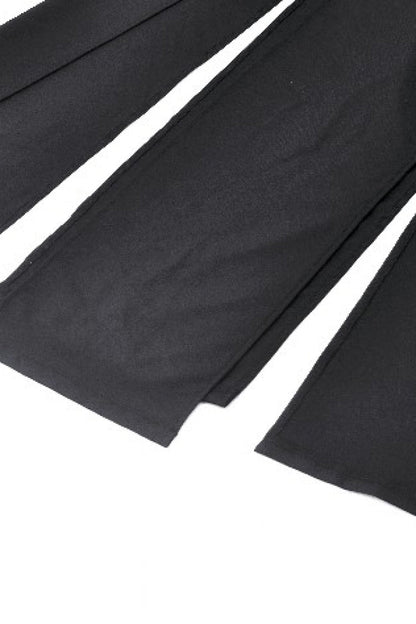 Black Buckled Zippered Women's Punk Side Slit Long Skirt