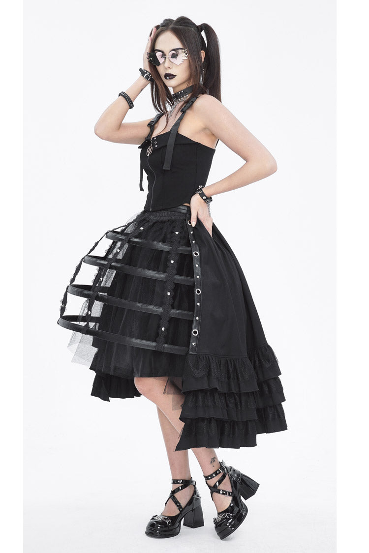 Black Hollow Lace Womens Gothic Underskirt