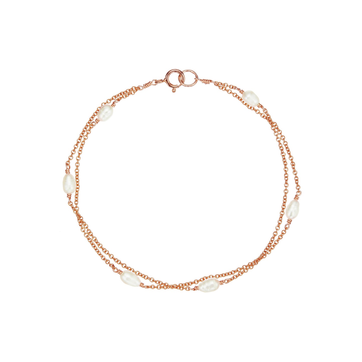 Rose Gold Layered Seed Pearl Bracelet