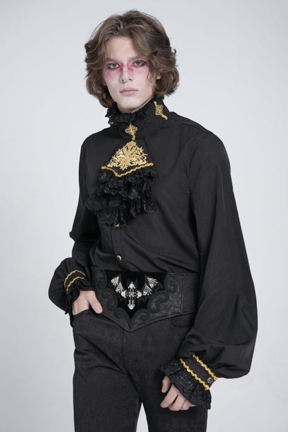 Black Embroidered Lace-Up Men's Gothic Accessory  Bat Embroidered Girdle