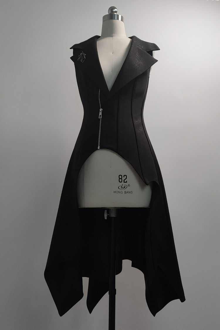 Black Irregular Ouji Fashion Gothic Vintage Handsome Cool Lolita Vest