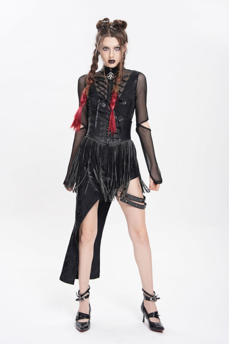 Black Lace Tassels Lace-Up Slim Buckled Women's Gothic Corset