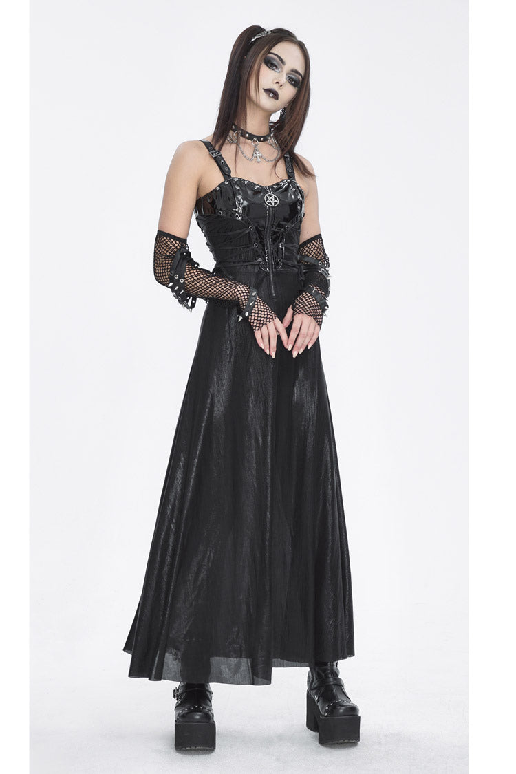 Black Buckle Strap Eyelets Womens Gothic Jsk Dress